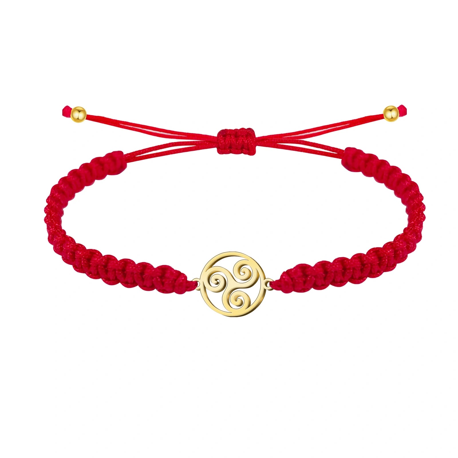 Pulsera de Hilo con Trisquel en Acero Inoxidable sobre fondo blanco