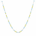 Collar de Cristales Lima, Azul y Blanco en Acero Inoxidable - Plateado sobre fondo blanco
