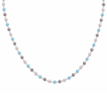 Collar de Cristales en Tonos Pastel en Acero Inoxidable - Plateado sobre fondo blanco