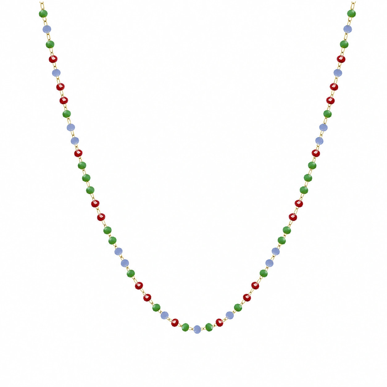 Collar de Cristales Multicolor en Acero Inoxidable - Dorado sobre fondo blanco