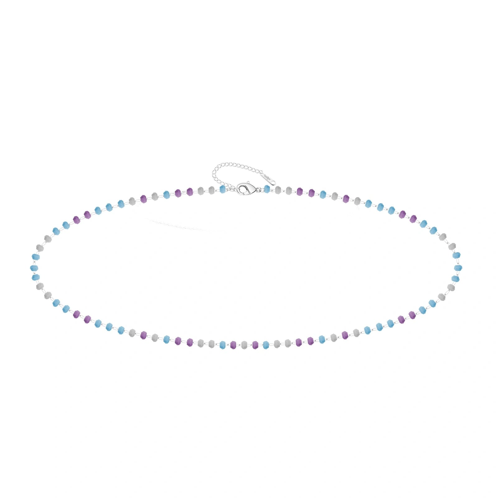 Pulsera de Cristales en Tonos Pastel en Acero Inoxidable - Plateado sobre fondo blanco