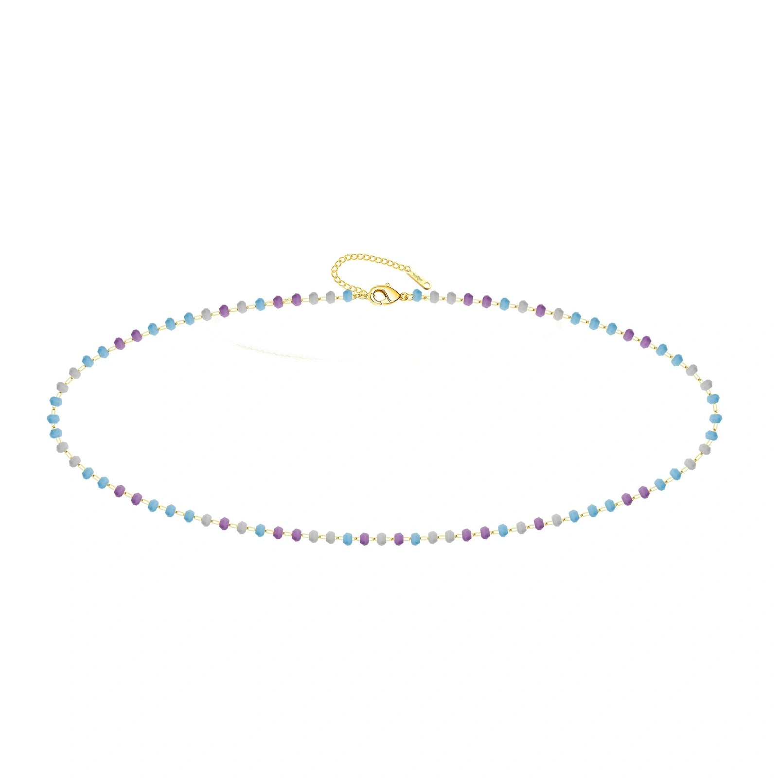 Pulsera de Cristales en Tonos Pastel en Acero Inoxidable - Dorado sobre fondo blanco