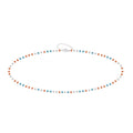 Pulsera de Cristales Turquesa, Coral y Blanco en Acero Inoxidable - Plateado sobre fondo blanco