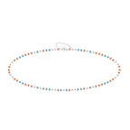 Pulsera de Cristales Turquesa, Coral y Blanco en Acero Inoxidable - Plateado sobre fondo blanco