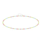 Pulsera de Cristales Multicolor en Acero Inoxidable - Plateado sobre fondo blanco