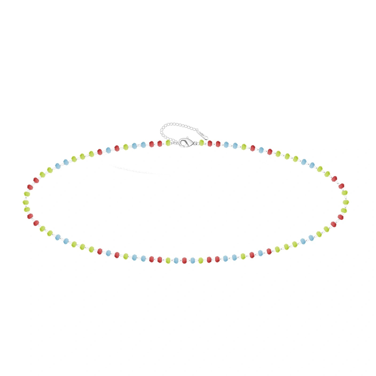 Pulsera de Cristales Multicolor en Acero Inoxidable - Plateado sobre fondo blanco