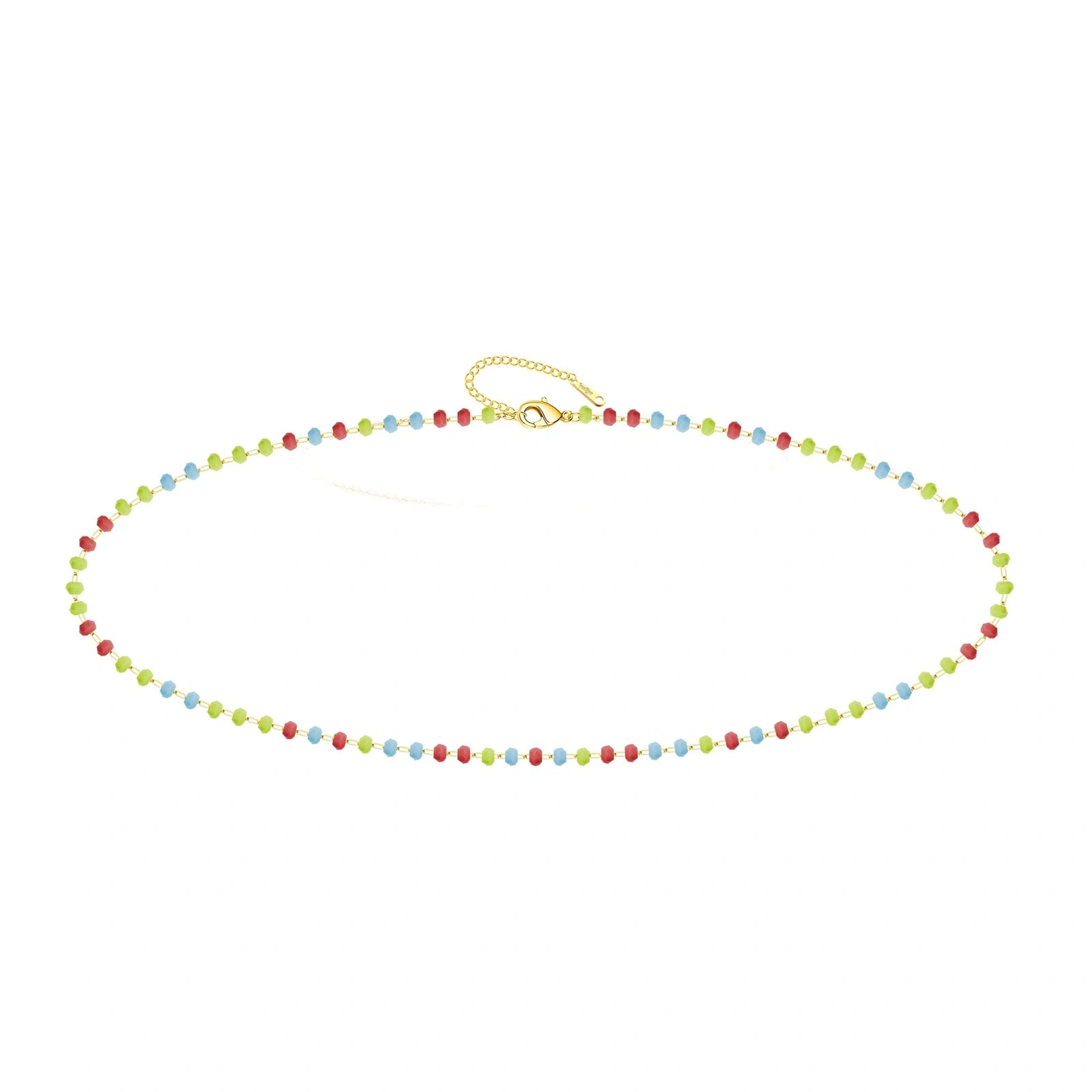 Pulsera de Cristales Multicolor en Acero Inoxidable - Dorado sobre fondo blanco