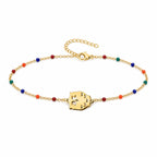 Pulsera Multicolor con Búho en Acero Inoxidable sobre fondo blanco