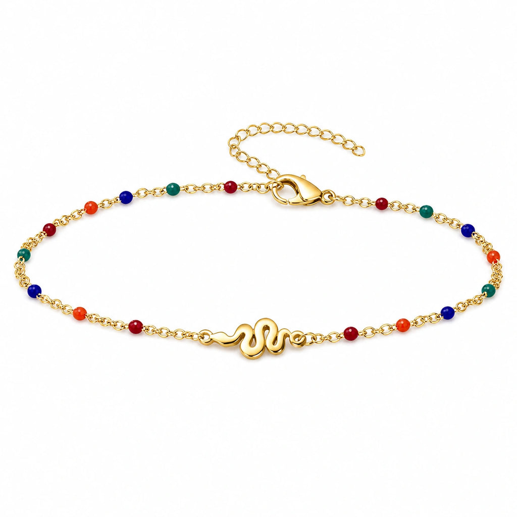 Pulsera Multicolor con Serpiente en Acero Inoxidable sobre fondo blanco