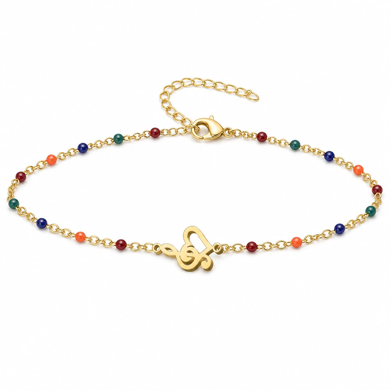Pulsera Multicolor con Nota Musical en Acero Inoxidable sobre fondo blanco