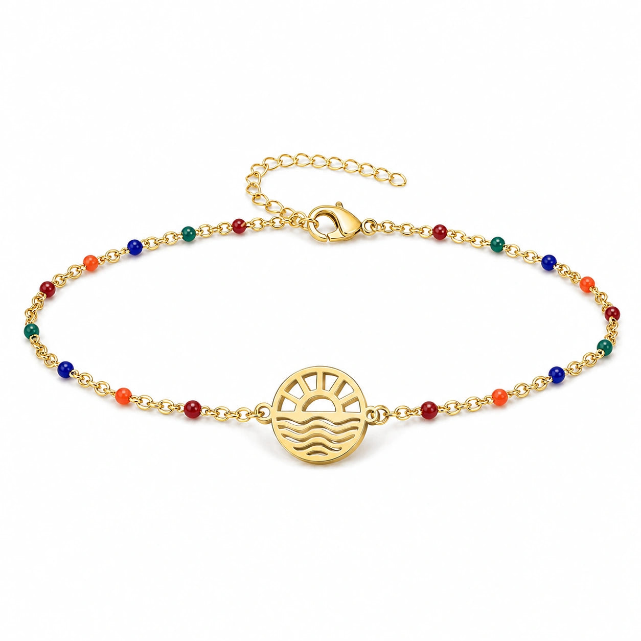 Pulsera Multicolor con Amanecer en Acero Inoxidable sobre fondo blanco