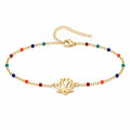 Pulsera Multicolor con Flor de Loto en Acero Inoxidable sobre fondo blanco