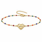 Pulsera Multicolor con Ojo Turco en Corazón sobre fondo blanco