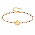 Pulsera Multicolor con Cara Sonriente en Acero Inoxidable sobre fondo blanco