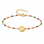 Pulsera Multicolor con Cara Sonriente en Acero Inoxidable sobre fondo blanco