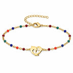Pulsera Multicolor con Delfín en Acero Inoxidable sobre fondo blanco