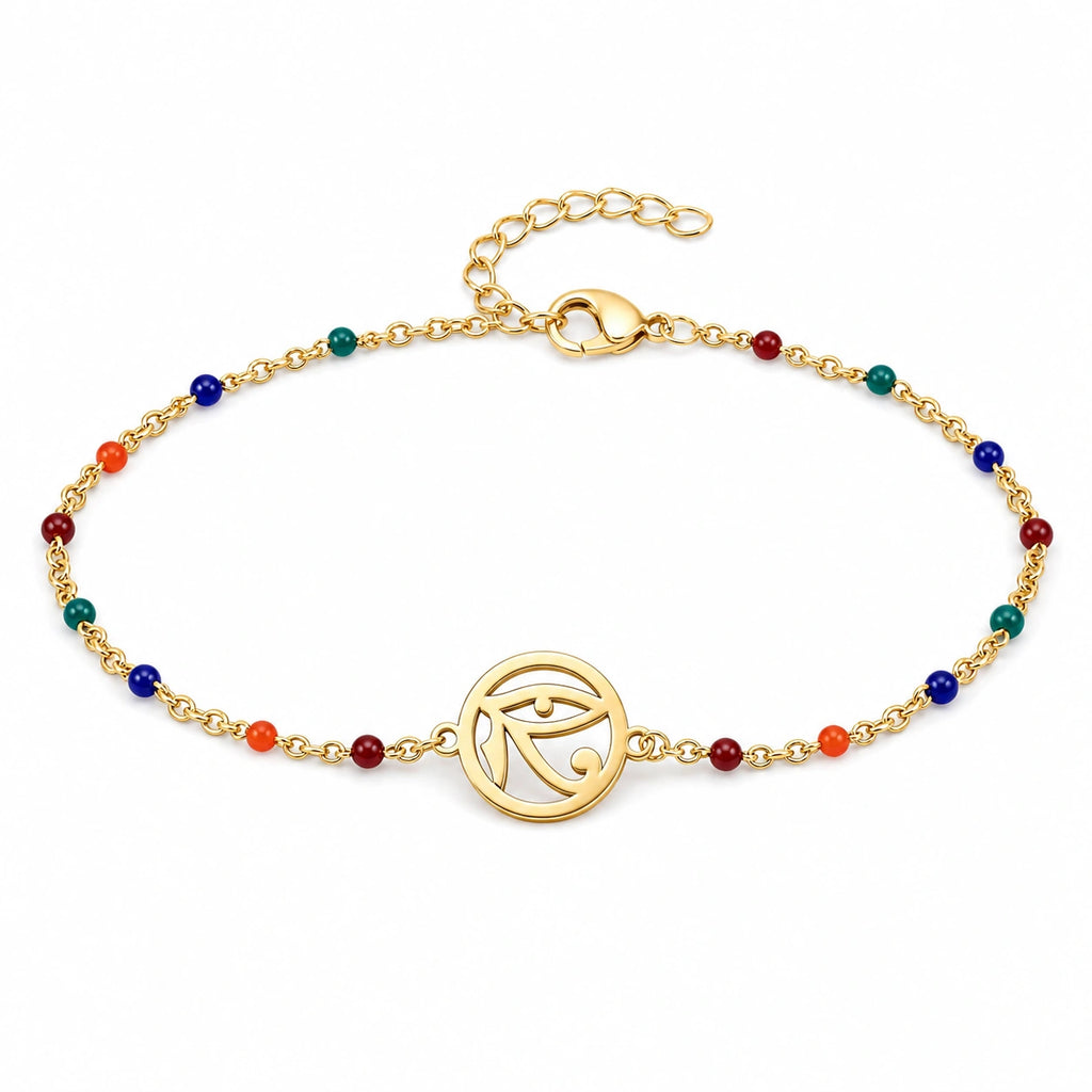 Pulsera Multicolor con Ojo Turco Circular sobre fondo blanco