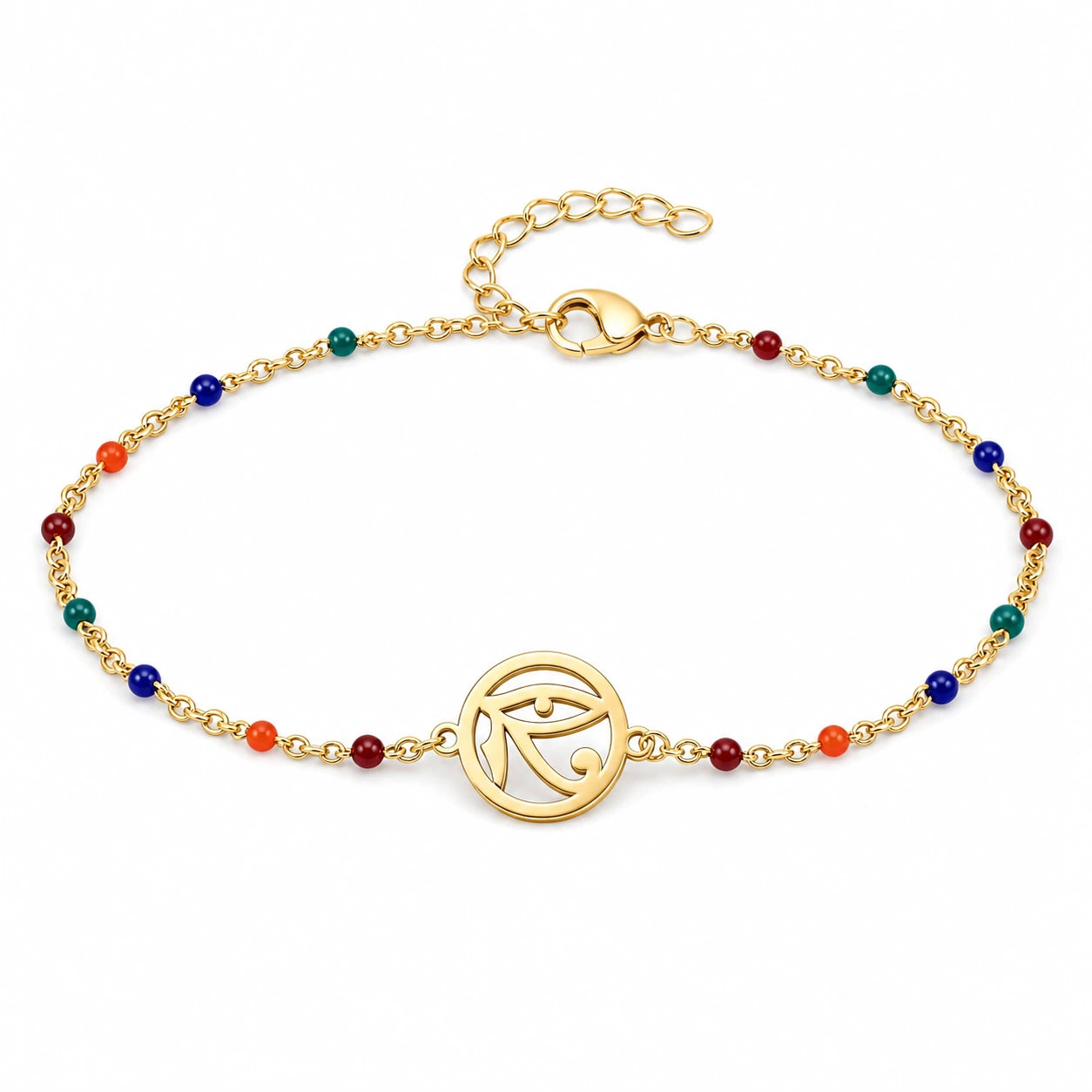 Pulsera Multicolor con Ojo Turco Circular sobre fondo blanco