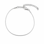 Pulsera de Cadena Serpiente Fina de 1 mm en Acero Inoxidable - Plateado sobre fondo blanco