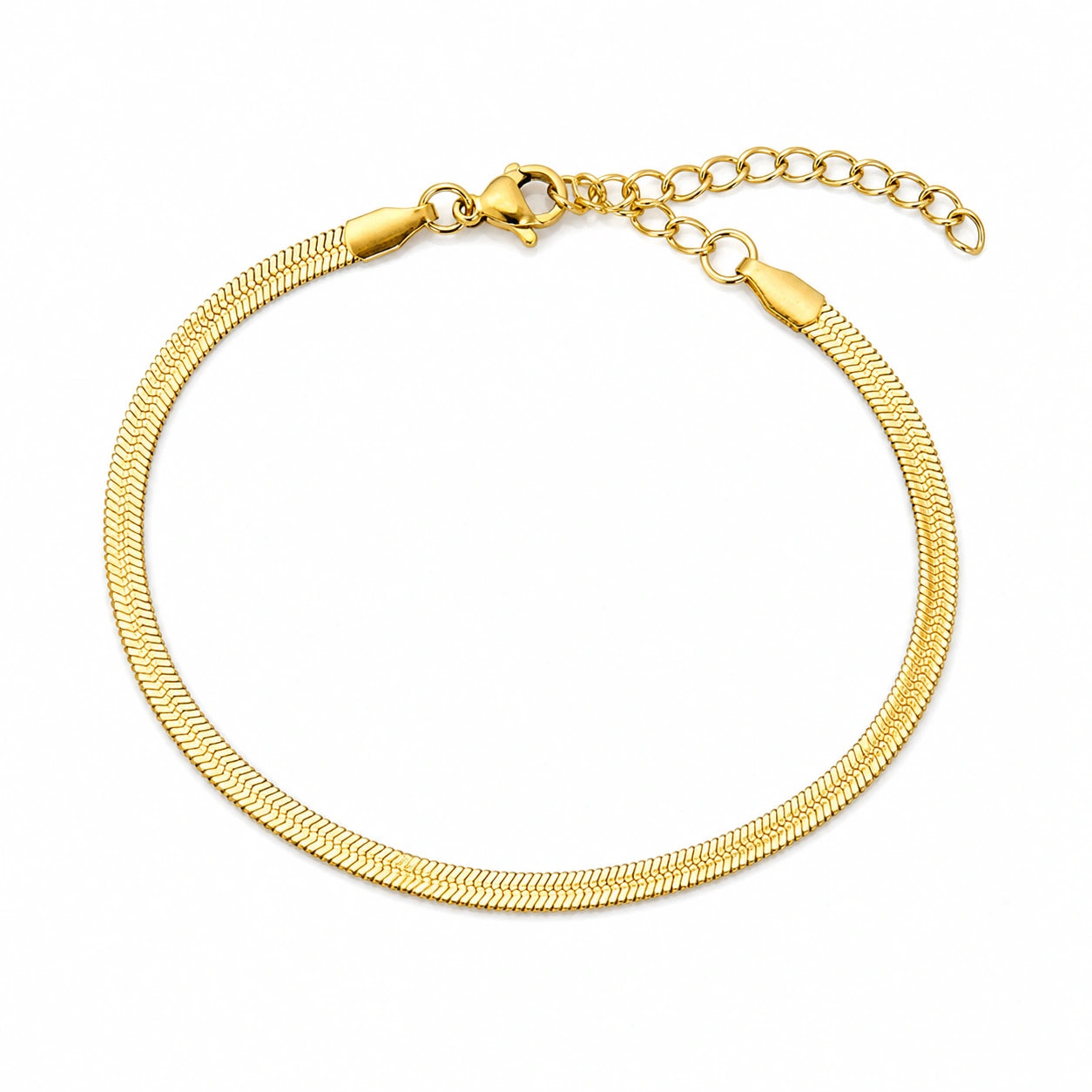 Pulsera de Cadena Serpiente de 3 mm en Acero Inoxidable - Dorado sobre fondo blanco