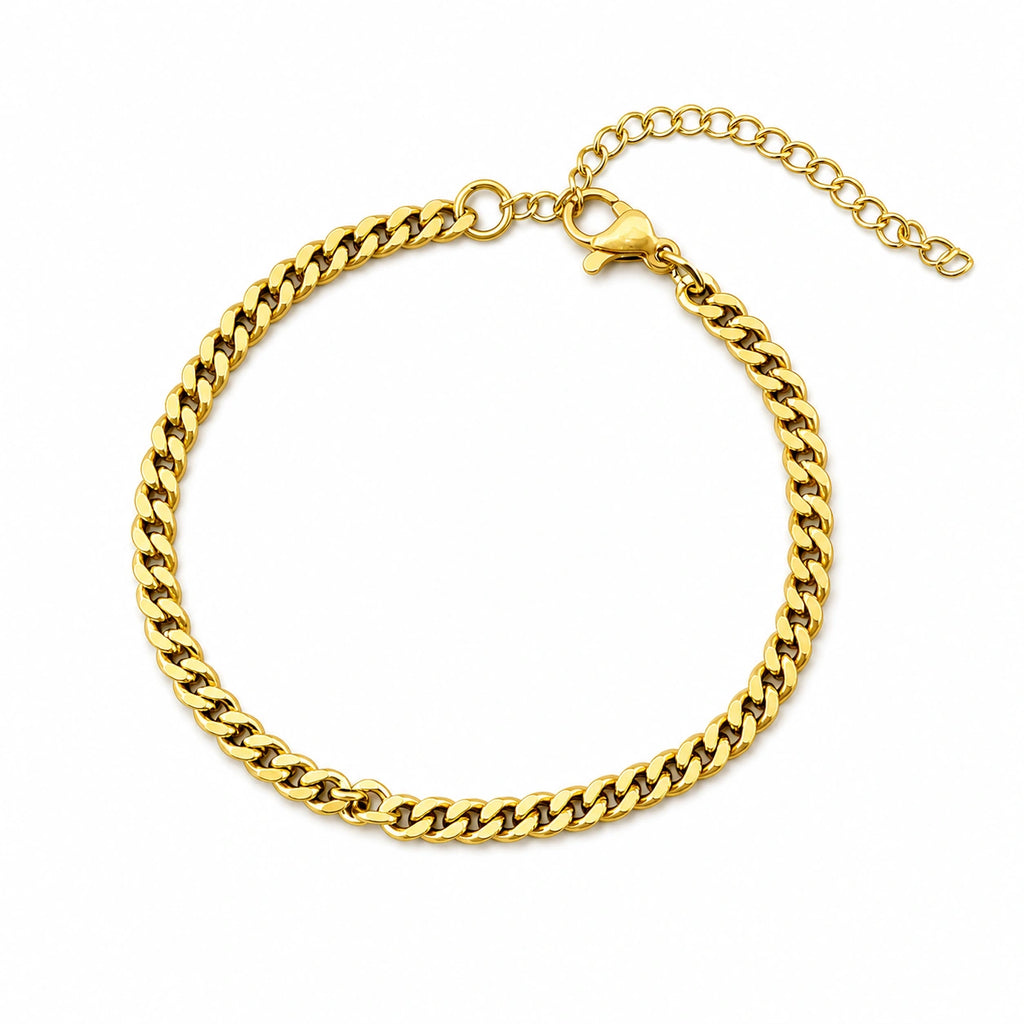Pulsera de Cadena Barbada de 3 mm en Acero Inoxidable sobre fondo blanco