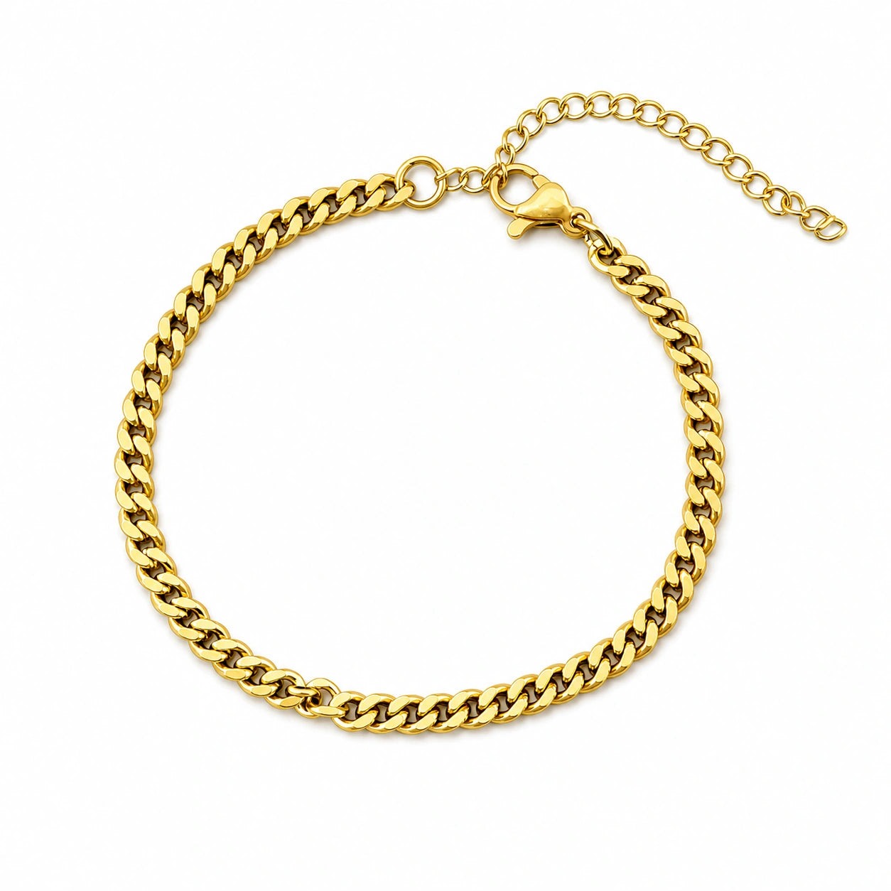 Pulsera de Cadena Barbada de 3 mm en Acero Inoxidable sobre fondo blanco