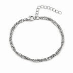 Pulsera de Cadena Trenzada de 3 mm en Acero Inoxidable - Plateado sobre fondo blanco