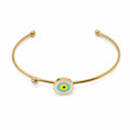 Brazalete Ojo Turco con Circonitas en Acero Inoxidable - Dorado sobre fondo blanco