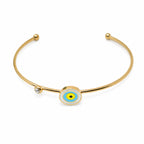 Brazalete Ojo Turco con Circonitas en Acero Inoxidable - Dorado sobre fondo blanco