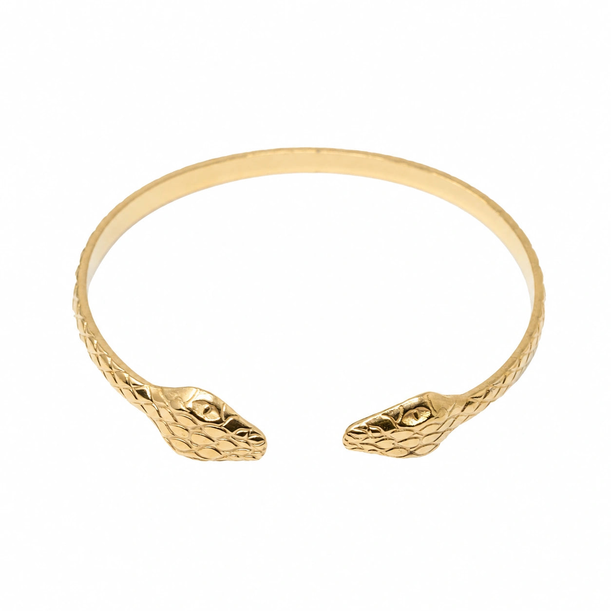 Brazalete Doble Serpiente en Acero Inoxidable - Dorado sobre fondo blanco
