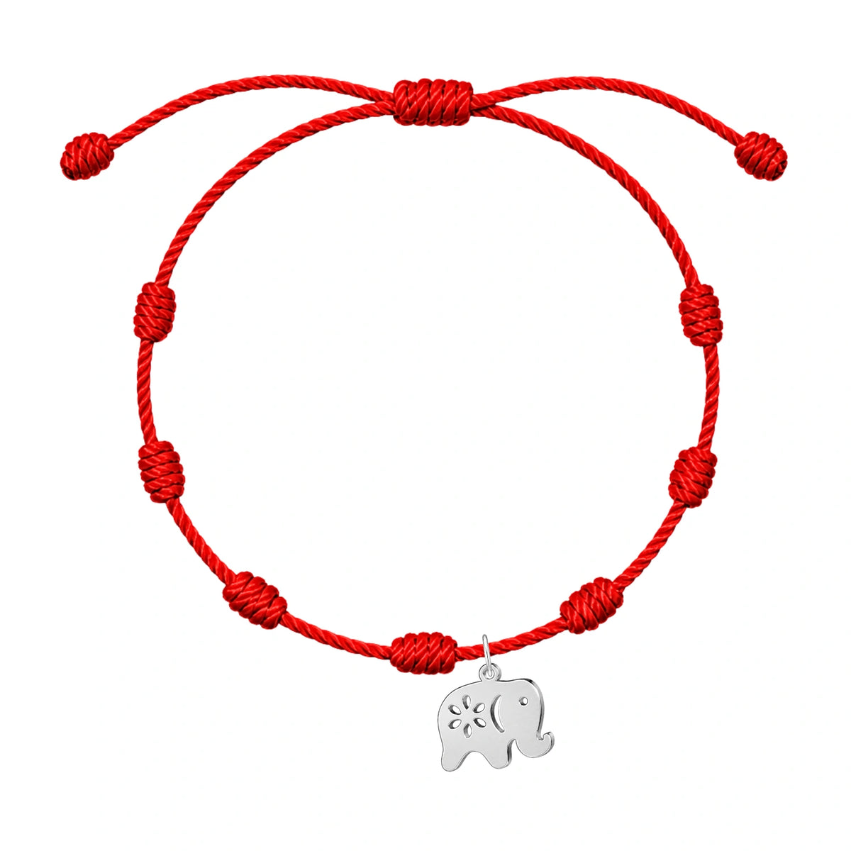 Pulsera 7 Nudos Elefante Acero - Plateado sobre fondo blanco