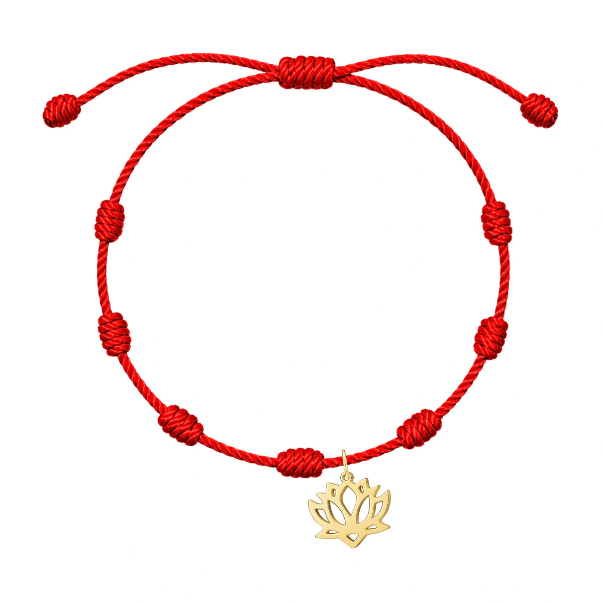 Pulsera 7 Nudos con Flor de Loto en Acero sobre fondo blanco