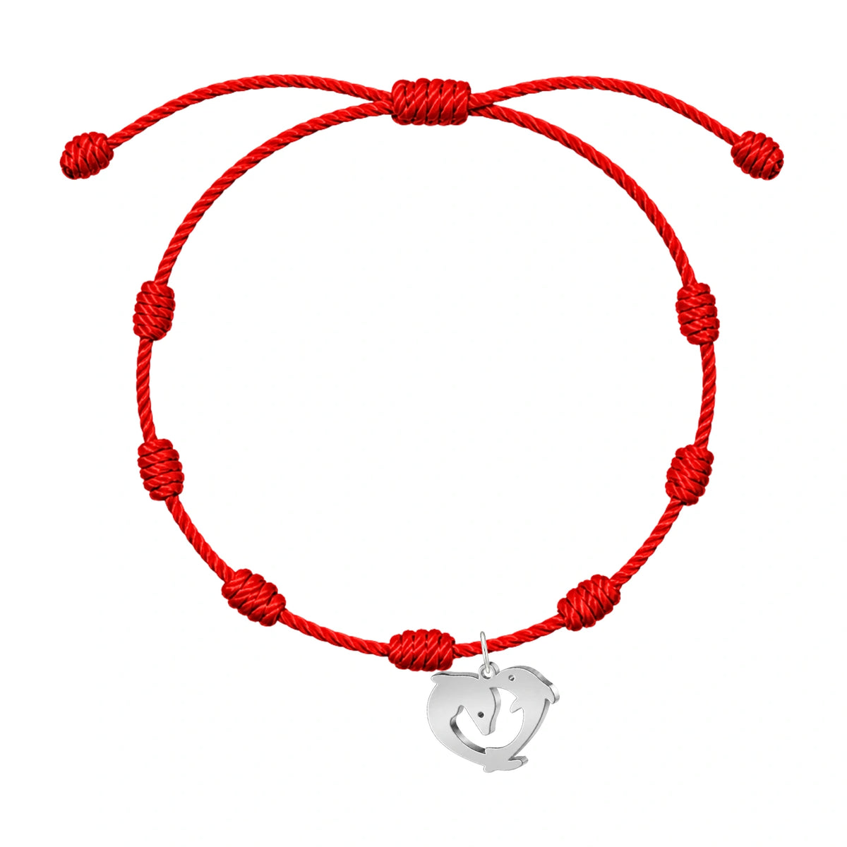 Pulsera 7 Nudos Delfín Acero - Plateado sobre fondo blanco