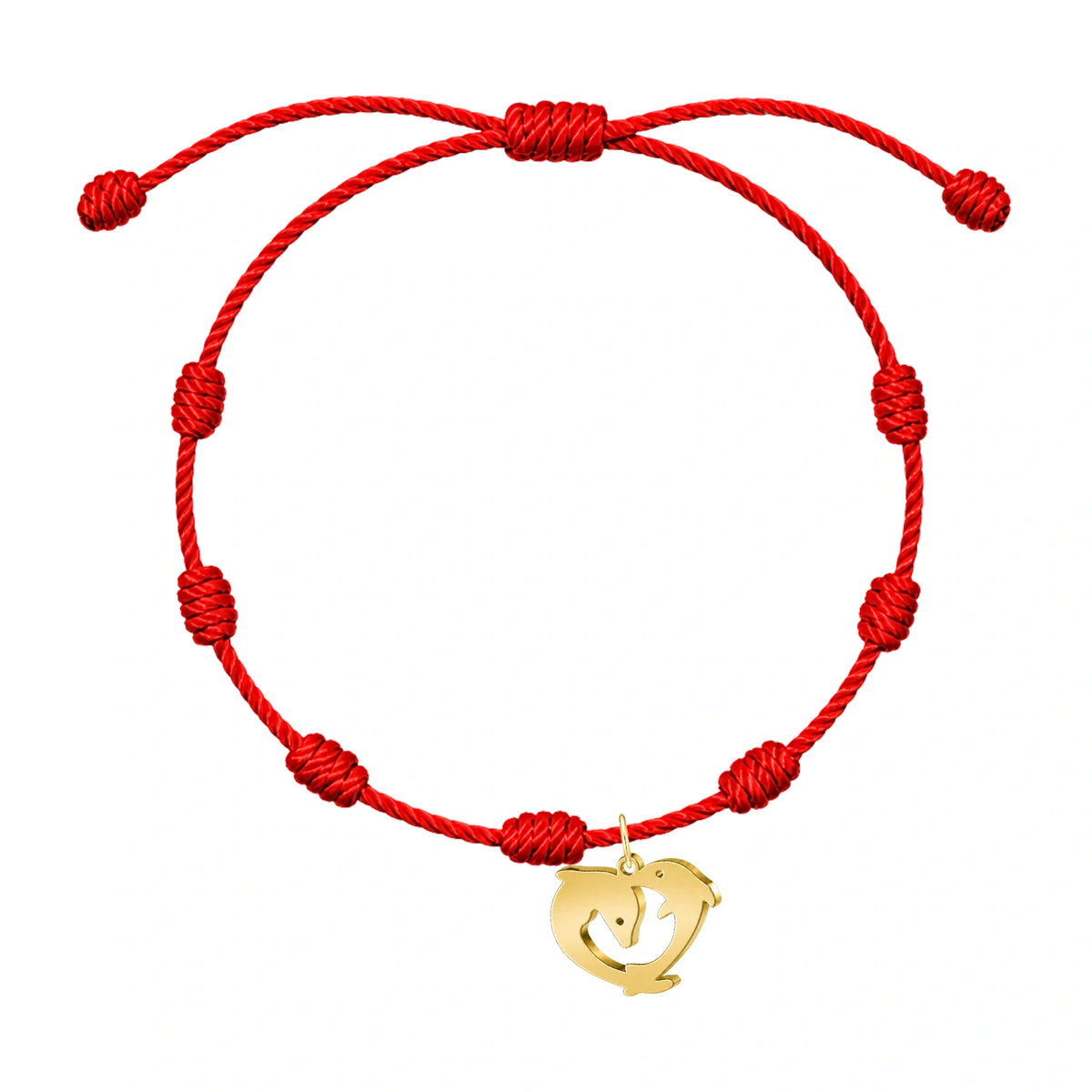 Pulsera 7 Nudos Delfín Acero - Dorado sobre fondo blanco