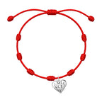 Pulsera 7 Nudos con Ojo Turco en Forma de Corazón Acero - Plateado sobre fondo blanco
