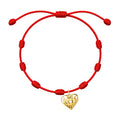 Pulsera 7 Nudos con Ojo Turco en Forma de Corazón Acero - Dorado sobre fondo blanco