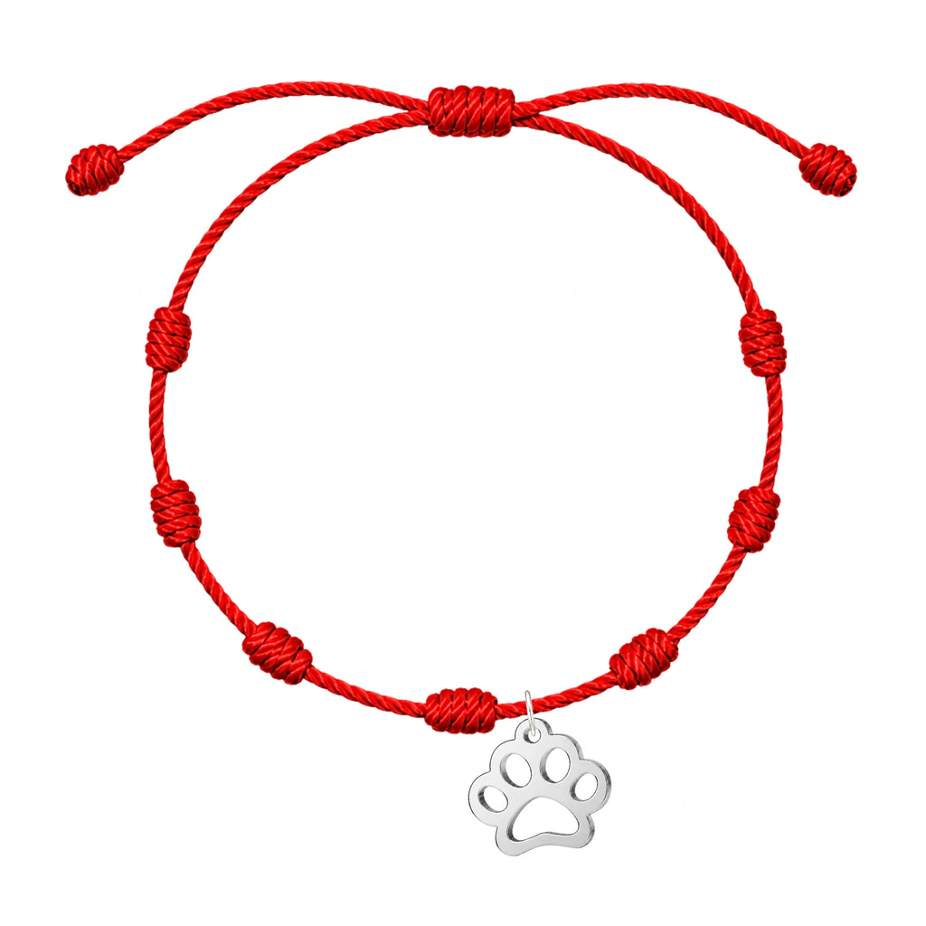 Pulsera 7 Nudos Huella de Gato Acero - Plateado sobre fondo blanco