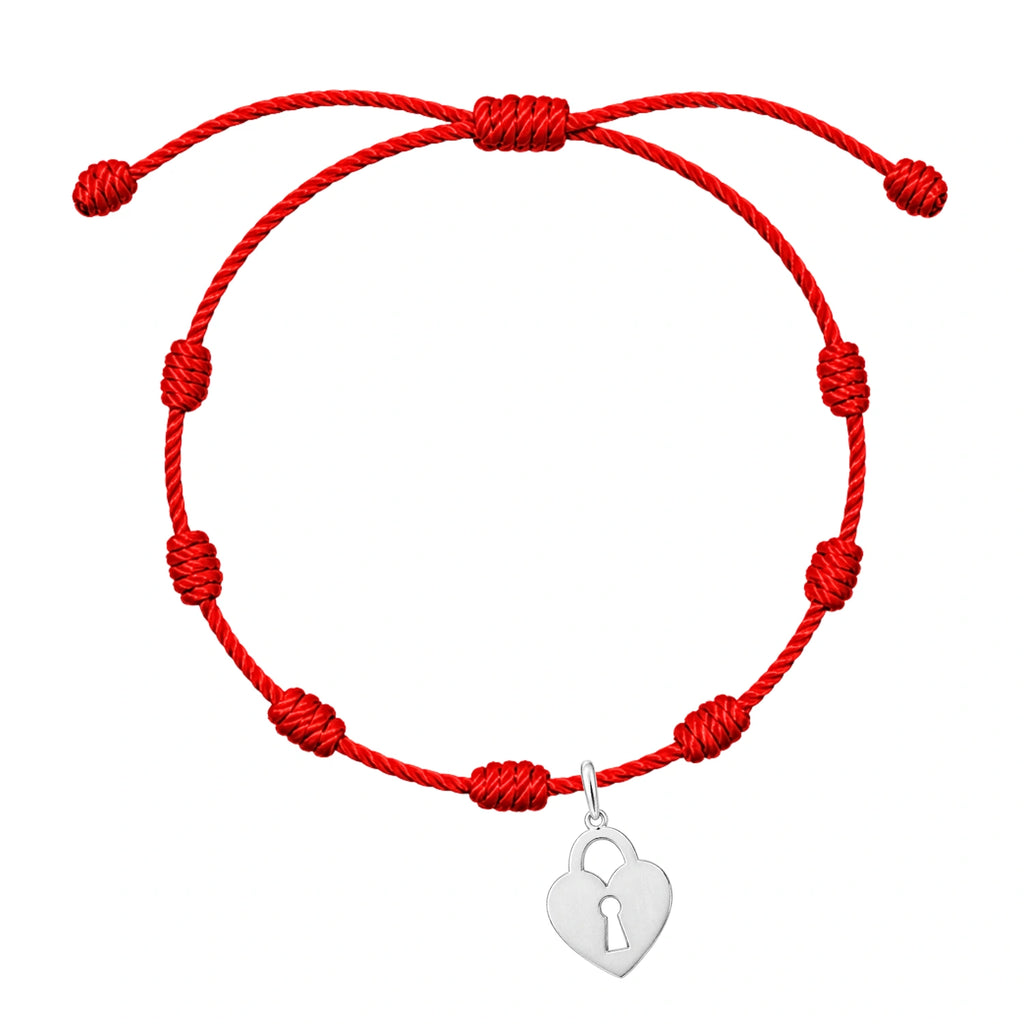 Pulsera 7 Nudos Candado Acero - Plateado sobre fondo blanco