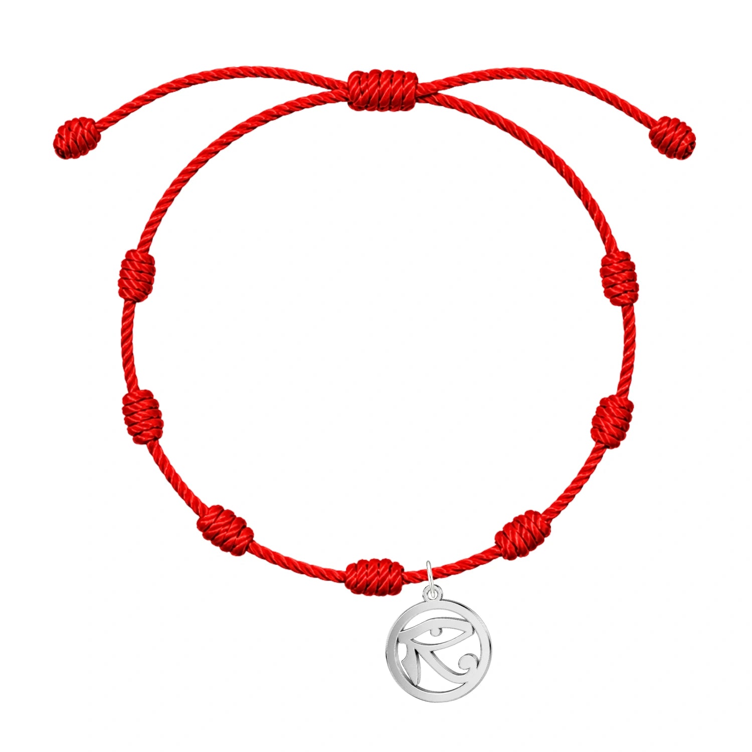 Pulsera 7 nudos con Ojo de Horus - Plateado sobre fondo blanco