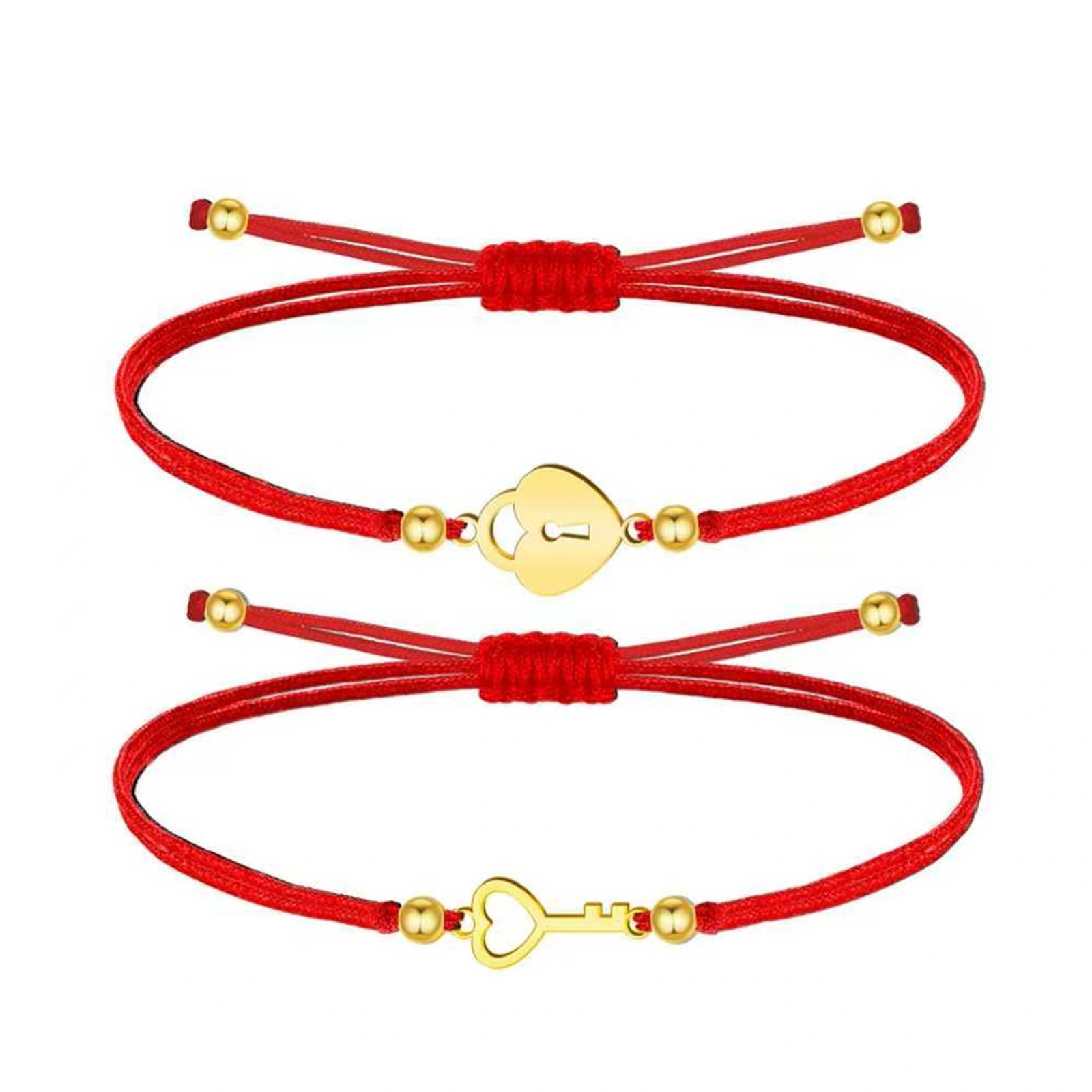 Pulsera de Hilo Encerado con Llave y Candado en Acero Inoxidable sobre fondo blanco