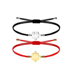 Pulsera de Hilo Encerado con Piezas de Rompecabezas en Acero Inoxidable sobre fondo blanco