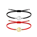 Pulsera de Hilo con Símbolos Masculino y Femenino en Acero Inoxidable sobre fondo blanco