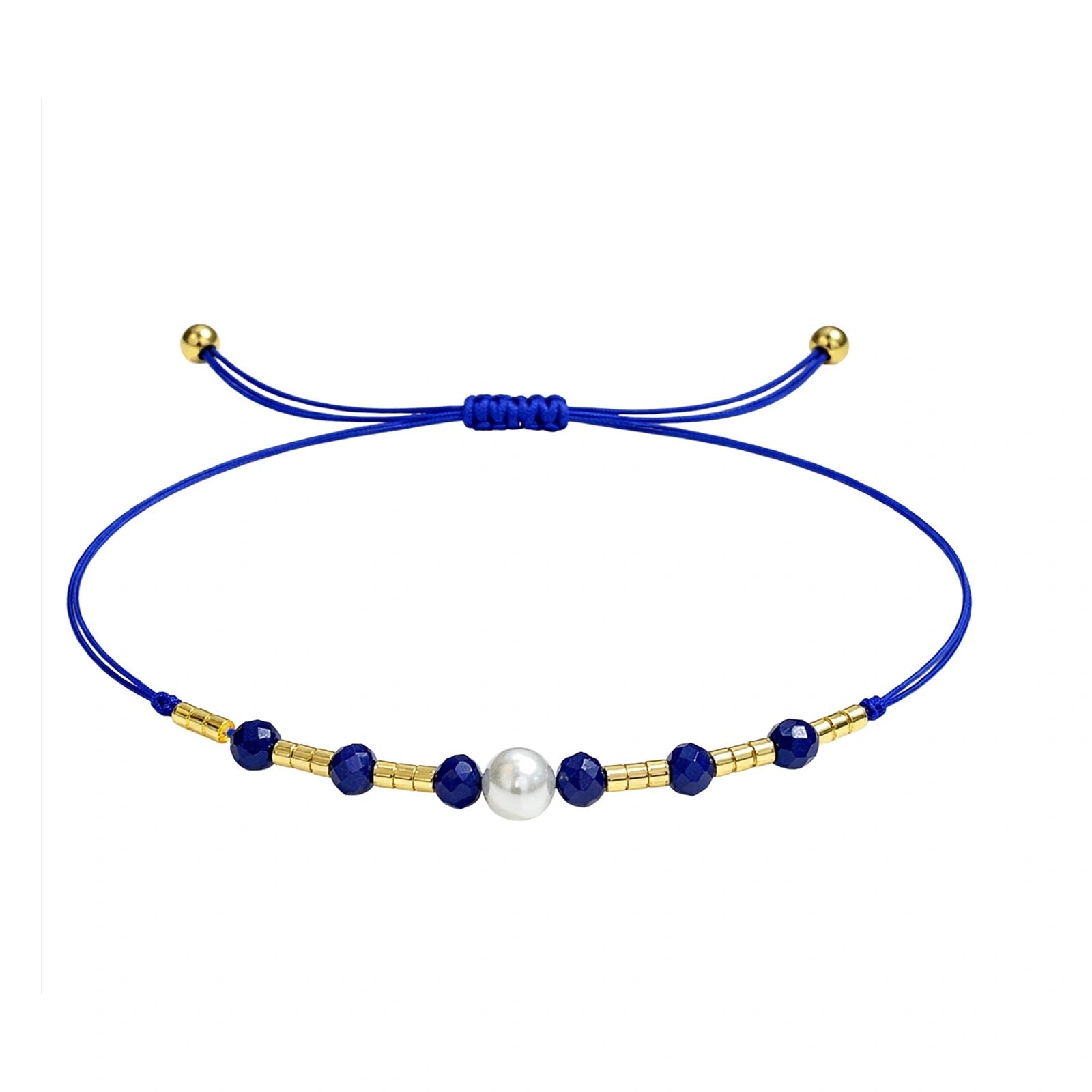 Pulsera de Hilo con Perla y Cristales
