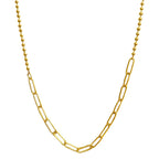 Collar de acero en tono dorado con eslabones alargados y cadena de bolas
