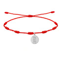 Pulsera de 7 Nudos con San Miguel Arcángel en Acero Inoxidable - Plateado sobre fondo blanco