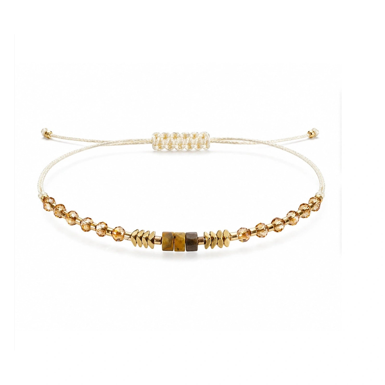 Pulsera de Piedras Naturales con Cuenta Tubular - Marrón sobre fondo blanco