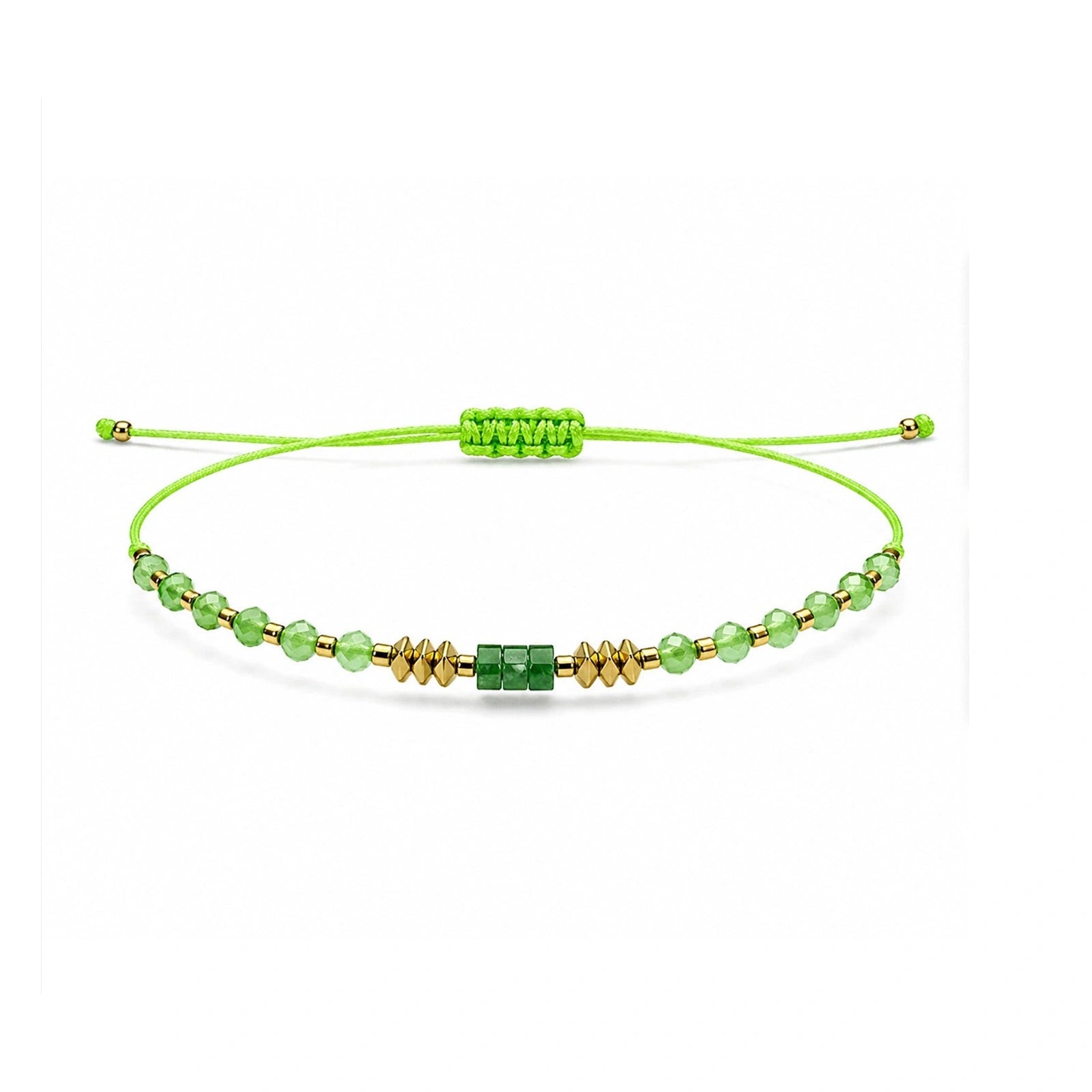 Pulsera de Piedras Naturales con Cuenta Tubular - Verde sobre fondo blanco