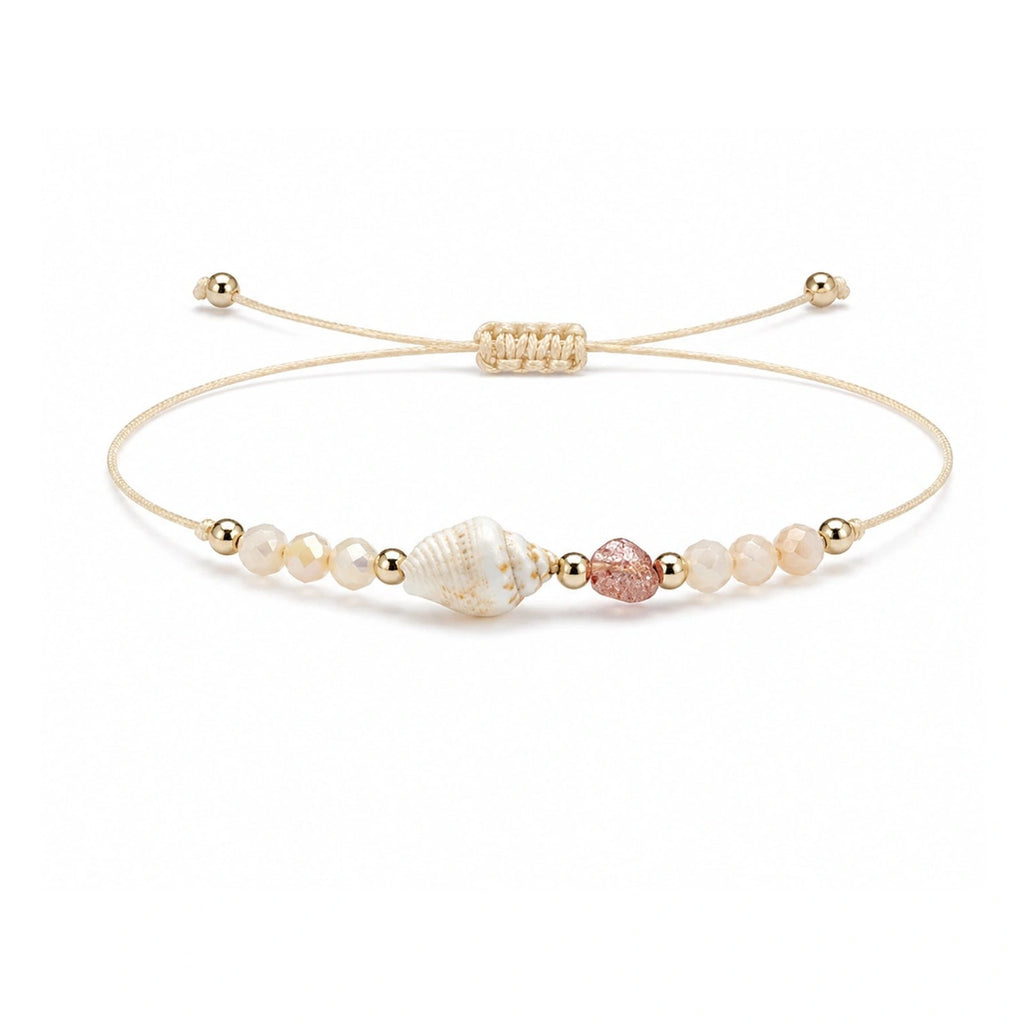 Pulsera de Piedras Naturales con Concha sobre fondo blanco