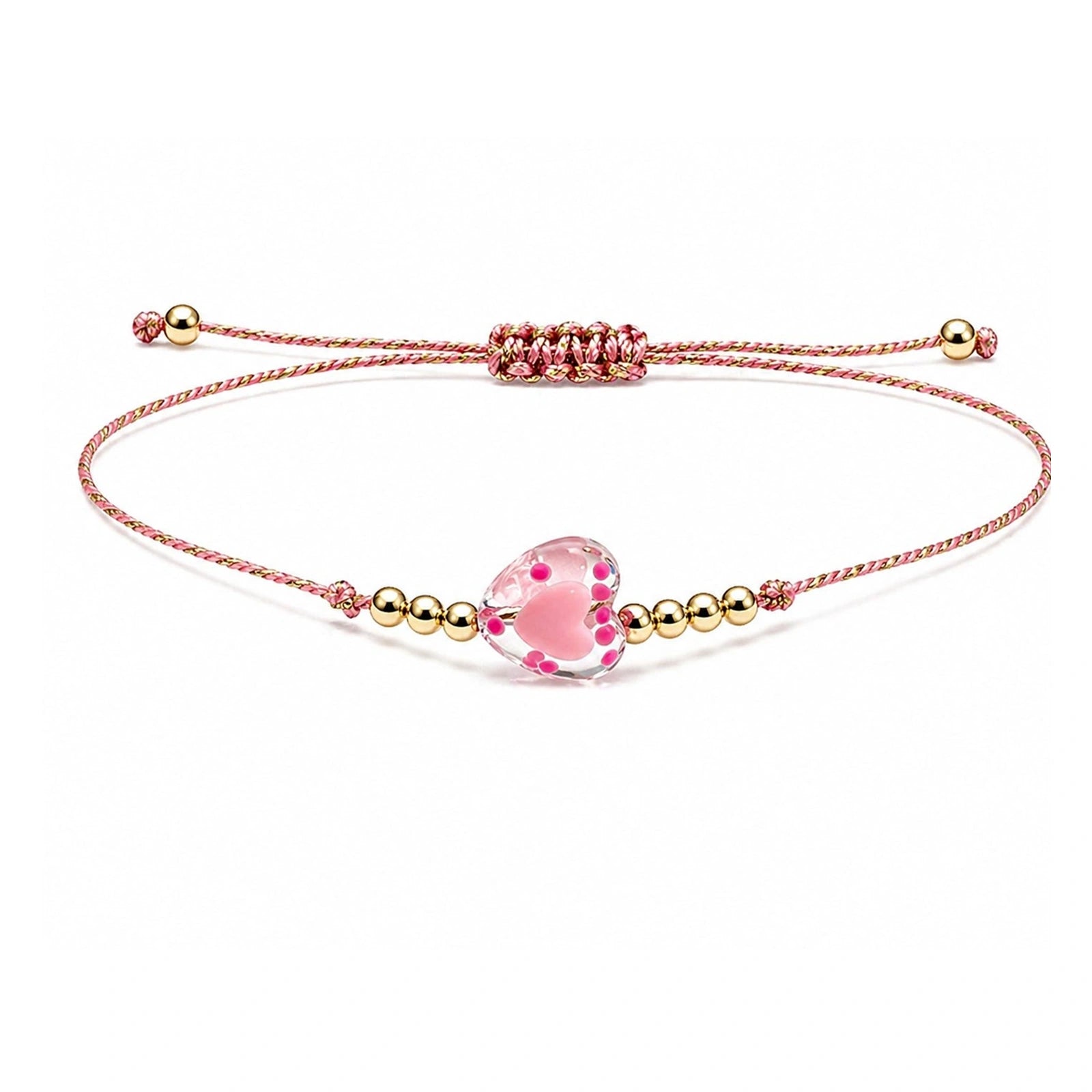 Pulsera de Hilo con Corazón de Cristal sobre fondo blanco