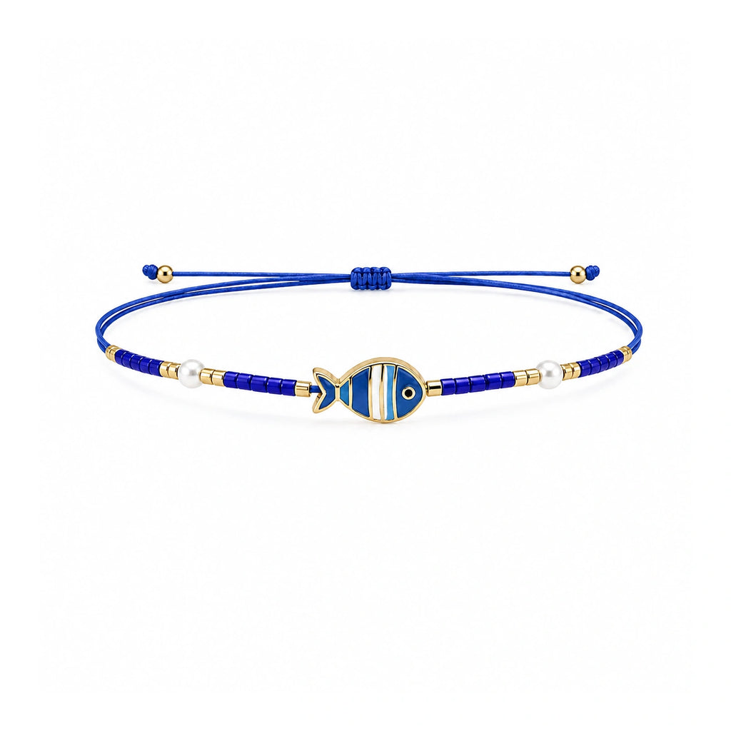 Pulsera de Cuentas con Pez a Rayas sobre fondo blanco